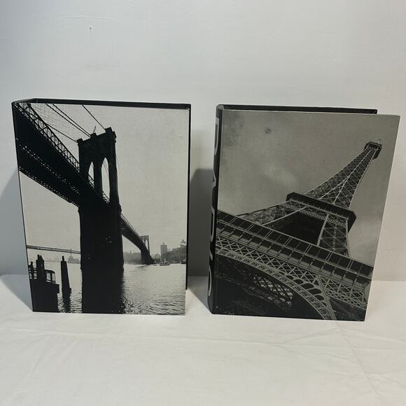 Set of 2 Large Storage Fake Books, New York, Paris 14" x 10.5" x 7.25" - Picture 3 of 11